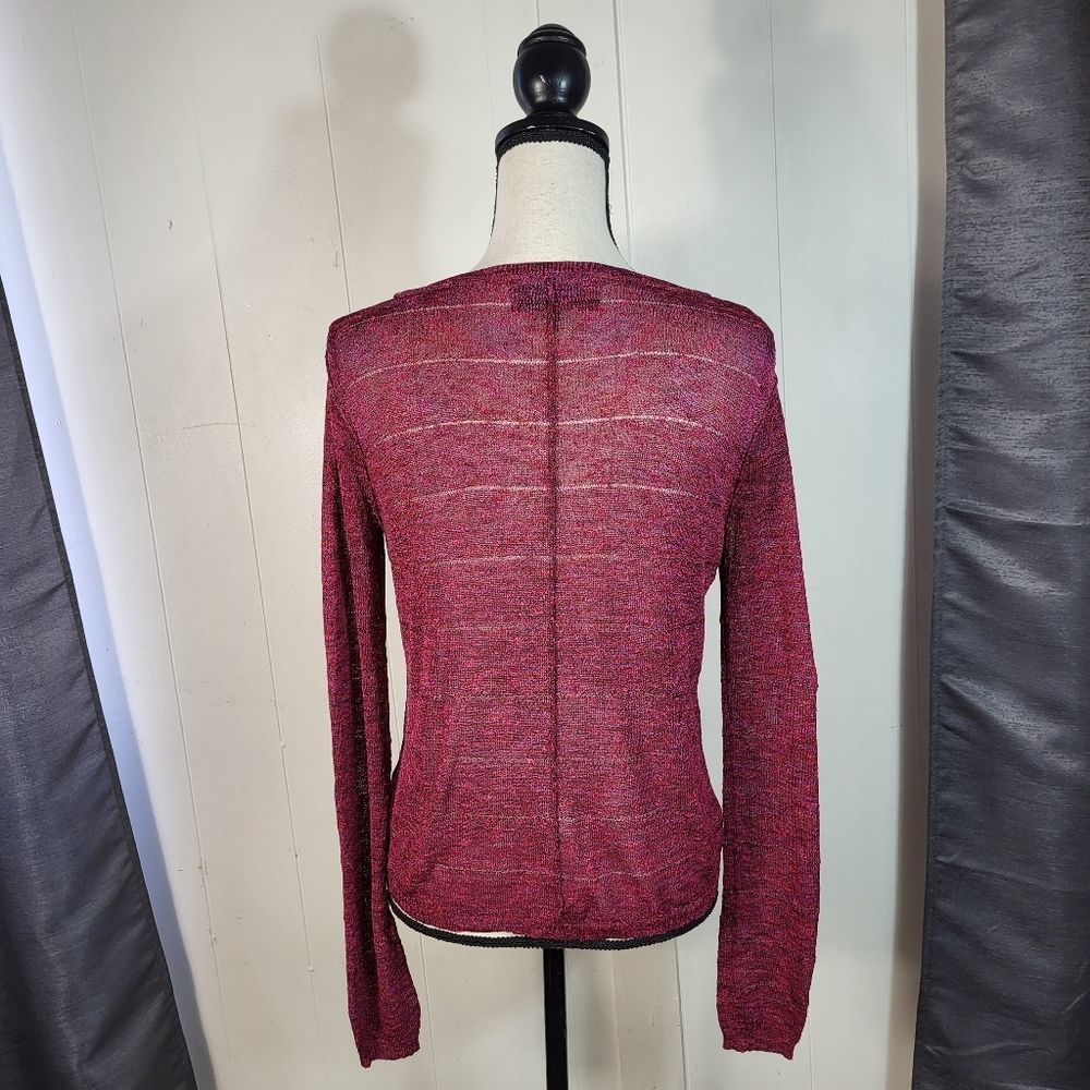 Rag And Bone Raspberry Pink Linen Blend Knit Stri… - image 4